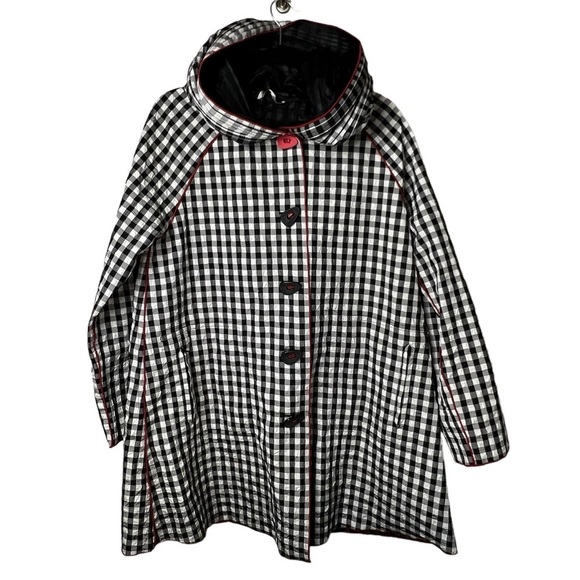 UBU "Pack Your Personality" Reversible Jacket Trench Black White Check Sz S Pack - Picture 9 of 9